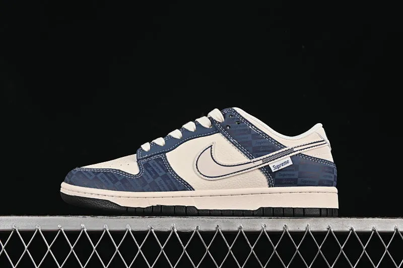 All Categories Nk SB Dunk Series Nk SB Dunk Low High-end customized low-top sneakers Nike SB Dunk Low Supreme co-branded dark engraved blue Anniversary high-end customized low-top casual sneakers FC1688-228
